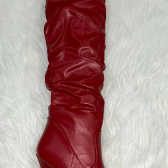 Red Over-the-Knee Boots - Picture 2 of 5